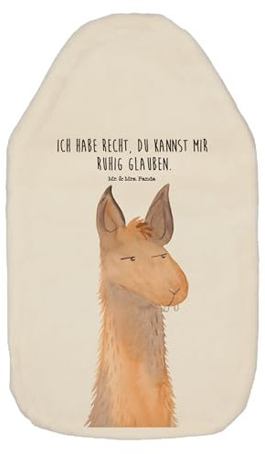 Mr. & Mrs. Panda Wärmflasche Lamakopf Genervt - Geschenk, Wärmekissen, Wärmflasche mit Bezug, Kinderwärmflasche, Wärmflaschenbezug, Körnerkissen,