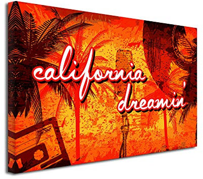 DECLINA Wandbild, Leinwand, Wohnzimmer-Deko, Wandbild, California Dream, 50 x 30 cm, Rot, Leinen, rot, 150x100 cm