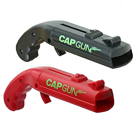 Bierdeckelpistole, lustiger Launcher Shooter Flaschenöffner für kreatives Trinkspiel, Familienfeier, Bar, Grill, Kunststoff (rot und schwarz)
