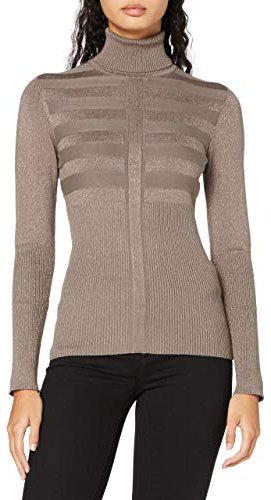 Morgan Femme 202-mentosa Pull Manche Longue Col Roulé Lurex Mentosa Taupe TXS, Beige (Taupe), XS EU