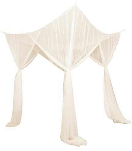 Baoblaze 4 Bed Canopy Drape Netting Net for Girls Bedroom Decor, Beige, 210x190x24cm