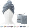 ENETIX 2 Stück Microfaser Handtuch für Damen, Haare Schnelltrocknend 25 × 70 cm Super Absorbierender Anti-Frizz-Haar-Turban, Schnell trocknende Haartücher mit Knopf (Schiefergrau)