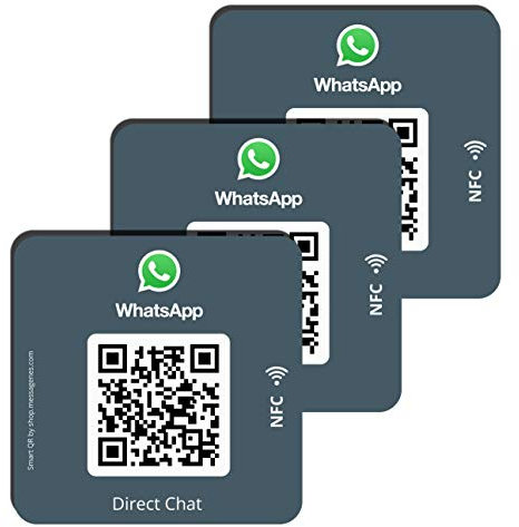 3x WhatsApp-Aufkleber für Ihr Unternehmen | MultiAccess mit QR und NFC | Mehrsprachig | Langlebige Premium-Materialien | im Schaufenster zu installieren, Vitrine Ihres Ladens
