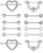 LOLIAS 12 STÜCKE Edelstahl Piercing Brustwarzenpiercing Zungenringe für Damen Mädchen Nippel Piercing CZ Nipplerings Herzform Barbell Helix Piercing Schmuck 14G Silber/Rose Gold
