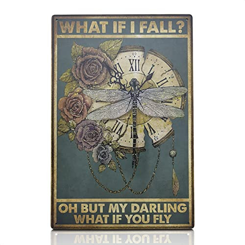 Retro-Blechschild mit Aufschrift What If I Fall?Oh But My Darling What If You Fly aus Aluminium für Zuhause, Kaffee, Wanddekoration, 20,3 x 30,5 cm