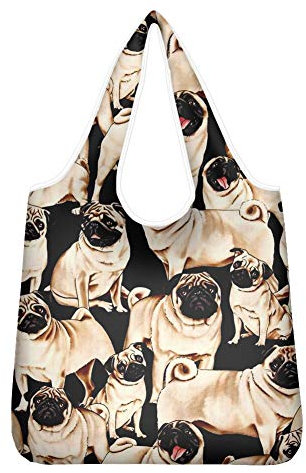 UOIMAG Einkaufstasche mit lustigem Mops-Motiv, wiederverwendbar, für Mütter und Damen