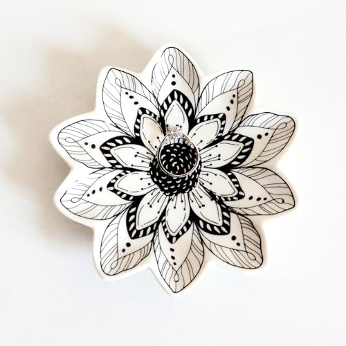 BIHOIB Bandeja pequeña de la joyería de la flor, plato decorativo de la baratija de cerámica, bandeja moderna del acento para la vanidad