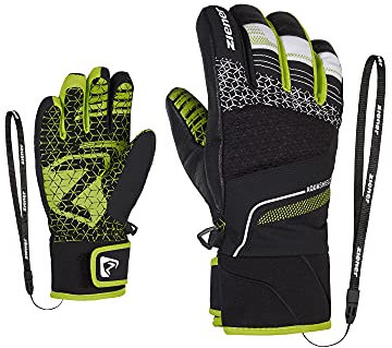 Ziener Kinder LONZALO Ski-Handschuhe/Wintersport | wasserdicht, Primaloft, Black.Lime, 5,5