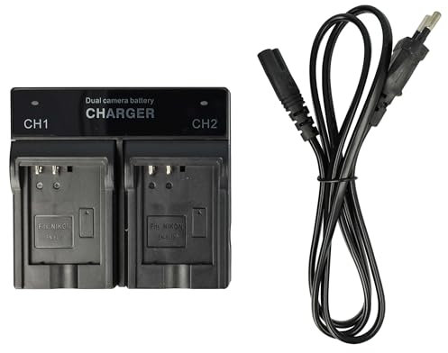 vhbw Chargeur Double Compatible avec Nikon Coolpix S620, S630, S640, S6150, S6200, S6300 caméra caméscope Action-cam - Station, témoin de Charge