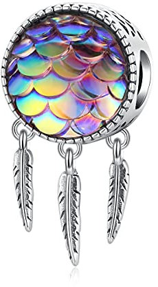 Traumfänger-Charm aus Sterlingsilber mit Meerjungfrauenschuppen für Pandora-Armband, Metall, Sterlingsilber, Metall, Sterling-Silber., Metall, Aus 925er Sterlingsilber.