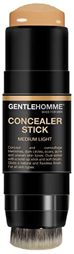 Concealer Stick mit Pinsel für Männer – Radiergummi Augenringe – Herren Mehrzweck-Concealer – doppelseitiger Concealerstift mit voller Abdeckung und weichem Pinsel – 8 Gramm (mittelhell)
