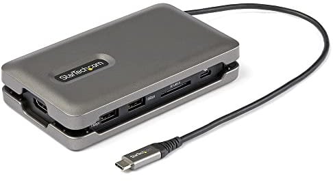 StarTech.com USB C Multiport Adapter 4K 60Hz HDMI 2.0 Dockingstation Reiseadapter - 2-Port 10Gbit s USB Hub - 100W Power Delivery stromversorgung - SD MicroSD - 25 cm Kabel (DKT31CSDHPD3) Grey