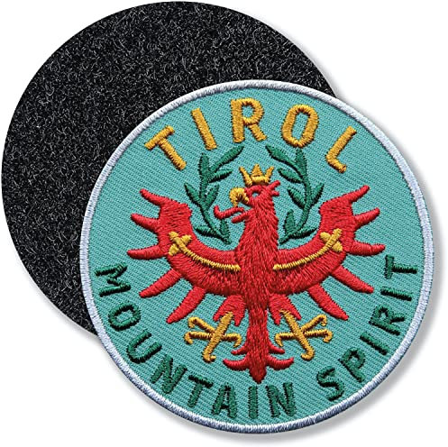 Tirol Adler Österreich/Klett-Patch gestickt rund/Klett Patch Patches Aufnäher Applikation zum aufnähen aufkleben auf Kleidung Rucksack Taschen Flagge oliv