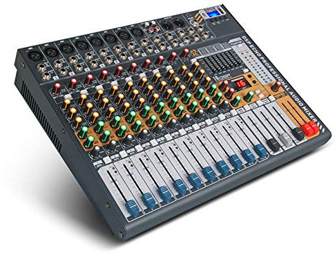 HMTE Studio Mixing Desks, 12Channels Audio Mixer Dj consoler with 48V Power USB Bluetooth for Recording Stage karaoke microphone mixer