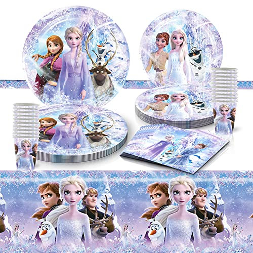 Amycute Stoviglie per Feste di Compleanno, Set Compleanno Bambina, Piatti Carta Compleanno Bicchieri Tovaglioli Tovaglie Kit Compleanno per Bambino (Principessa)