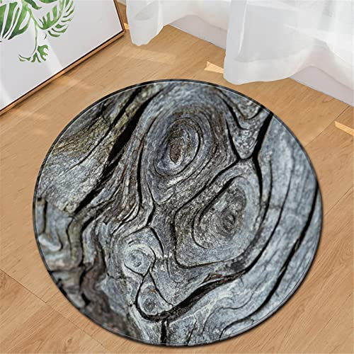 Chickwin Teppiche für Wohnzimmer Rund, Holzmaserung Muster Teppich Modern Schlafzimmer Groß Flanell Flauschig Weich rutschfest Fußmatte Waschbar für Kinderzimmer (Schwarz,Durchmesser 80cm)