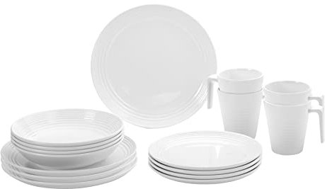 Brunner 0830160N.C7T Set Piatti e Tazze in Melamina Infrangibili 16 Pz, Set Spherica