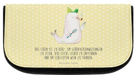 Mr. & Mrs. Panda Kosmetiktasche Robbe Sherlock - Geschenk, Schminktäschen, Kosmetiktasche Mit Fächern, Tiere, Tiermotive, Make Up Tasche, Gute Laune,