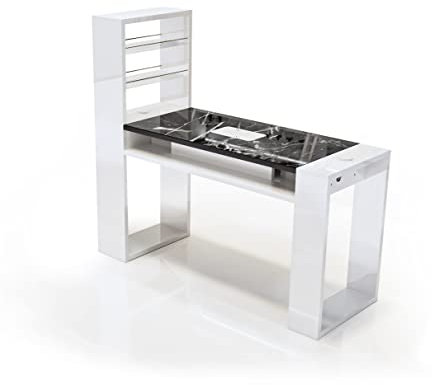 Astra Plus Manicure Nail Reconstruction Table for Beauticians, Manicure Tables with Suction Station 140 cm (Black Marbled – No Extractor)