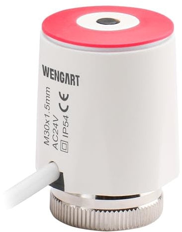 Wengart Attuatore Termico a Spina WG2208, Normalmente Chiuso-24V-Rosso, da lavoro per impianto di Riscaldamento a Pavimento