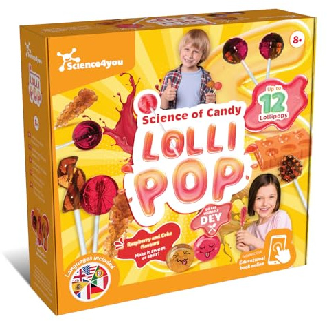 Science4you Lollipops Maker für Kinder im Alter von 8 9 10 11+ Jahren – Süßigkeiten-Herstellungsset zum Selbermachen von Lutschern, süße Geschenkbox für Jungen und Mädchen im Alter von 8 9 10+ Jahren