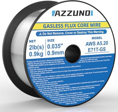 AZZUNO Flux Core Mig Welding Wire, E71T-GS Mild Steel Gasless Mig Wire .035 2-LB, 1-PACK