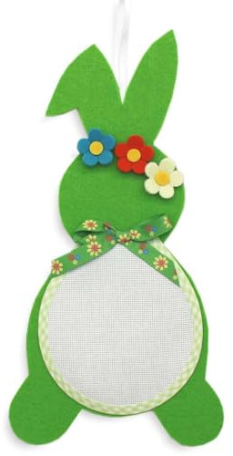 hobbymio.it Fuori Porta Pasquale da ricamare a Punto Croce, Fuori Porta Coniglio di Pasqua in Feltro con Tela Aida, Decorazione Pasquale da Appendere (12 Verde)