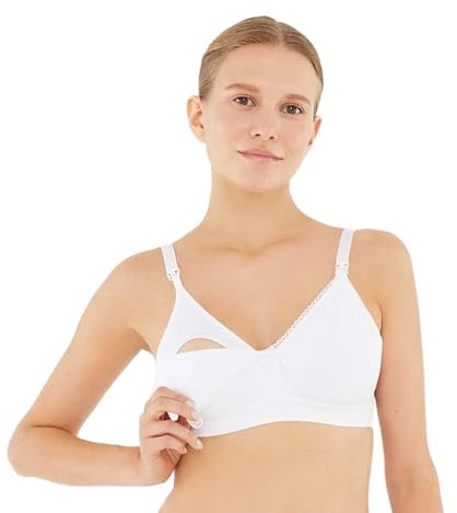 Dagi Nursing Bras for Breastfeeding, Wireless Pumping Bra, Polyamide, Elastane, Maternity Underwear, Comfort Seamless Bralette, M-3XL | White - XL