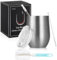 Joymaking 12oz Insulated Stainless Steel Wine Tumbler with Lid and Straw, Double Walled Wine Glass Tumbler Gift for Women, Great for Hot & Cold Drinks -Wine, Champagne, Coffee, Ice Cream, Silver