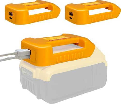2 Pack USB Charger Adapter for Dewalt, Adapter For Dewalt 20V Battery with USB & Type C Output with Charging Function for Indoor Outdoors(No Battery)