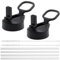 Hydro Flask Wide Mouth 32/40 oz Flip Lid Replacement Includes 2 Lids, 4 Straws, 2 Brushes - Compatible Coffee Lid for Hydroflask, Nalgene & Top Water Bottle Brands