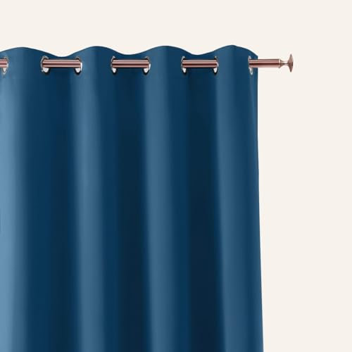 ROOM99 Vorhang mit Silberen Ösen Aura 180 x 260 cm Breite x Höhe Schiebegardinen Modern Curtain Wohnzimmer Schlafzimmer Dunkelblau, 1 Stück