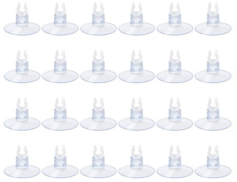 24 Piezas Clips de Ventosa de Acuario, Soporte de Manguera de Aire Transparente, Acuario Ventosa de Clip Airline Tubo Soporte, Soporte de Manguera, Para Acuario