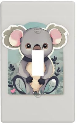 Jbyjbx Joli interrupteur mural à bascule imprimé koala 1 interrupteur décoratif fonctionnel
