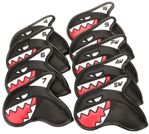 Muzrunq Golf Headcovers Shark Golf Iron Head Cover Clubs Protect Sleeve Golf Equipment 9PCS Black