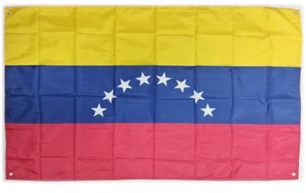 Bandera Venezuela grande de 150 x 90 cm para balcón con 4 ojales y 4 bridas
