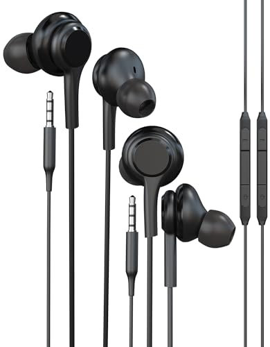 Auriculares de 3,5 mm con cable compatible con Samsung Smartphone (2 paquetes) Gaming Micrófono In Ear Earbuds Auriculares Jack Auricular Adaptador AUX Audio Cable Auriculares Auriculares Teléfono