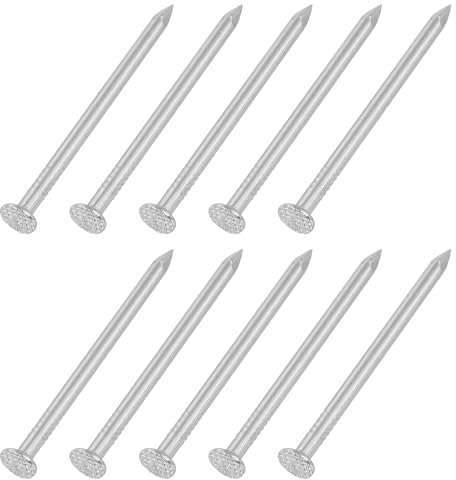 sourcing map 50Pcs Small Hardware Nails, 6D x 2 304 Stainless Steel Round Head Nail Common Finishing Nail for Household Woodworking Picture Hanging DIY Projects, Silver