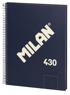 MILAN® Notizbuch A4, Spiralbindung, Hardcover, 80 weiße Seiten, 95 g/m², Kollektion 430 since 1918, blau
