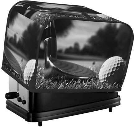 Copertura per tostapane a due fette con stampa a golf in bianco e nero per piccoli elettrodomestici da cucina, protezione per impronte digitali