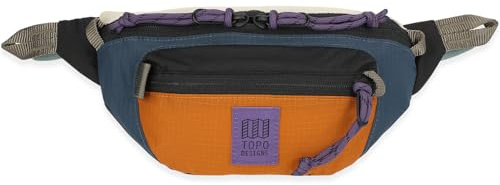 Topo Designs Mountain Waist Pack, Hip Bag, 100% Recycled Nylon Construction, 2L capacity, YKK Zips, Pond/Spice, One Size