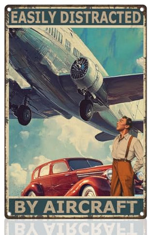 DOODLREAM Wanddeko Vintage Flugzeug Blechschild Leichte Ablenkung Durch Flugzeugs Retro Poster für Home, Männerhöhle Garage Büro Wanddeko Flugzeug Luftfahrt Enthusiast Militärischer Fan Geschenk