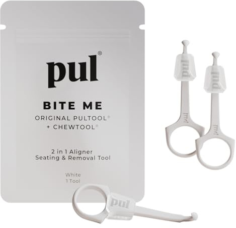 PUL 2-in-1 Clear Aligner Chew Tool & Removal Tool - White | Orthodontic Chewie + Remover Combo | Hygienic, Reusable, BPA-Free Dental Accessory for Invisalign