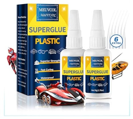 Kunststoffkleber Extra Stark 100g,Sekundenkleber Plastik Modellbau Kleber Für Lego und Miniaturen,Wasserfest Pvc Kunststoff Kleber Ultra Stark Für PLA, 3D Druck, Auto, ABS, Acryl, Plast Spezial Kleber
