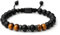 UroClysmic Tigerauge Armband, Schwarzer Achat Stein Armband für Herren, 8MM Chakren Perlenarmband mit Doppeltem Schutz aus Naturstein, Weihnachtsgeschenke für Männer, Freunde, Ehemann, Vater