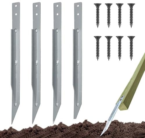 Outdoor Swing Anchors, Heavy Duty Earth Ground Anchors, Secure Tent Stakes for Playhouses, Game Towers, Camping Outdoor Structures, 17.72x2.76x2.36 Inches, Silver