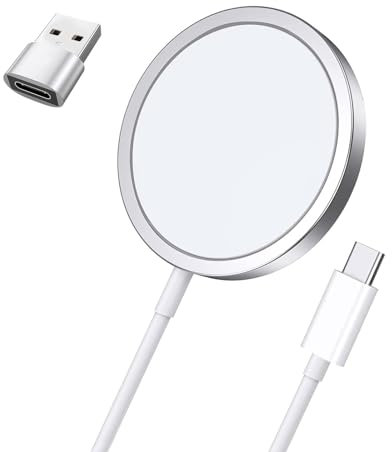 Magnetic Wireless Charging Pad for Samsung, Qi2 Certified 15W Fast Charging Pad with Long 1M Dual Charging Ports Cable, Compatible with Samsung S25Ultra/S25/S24 Series, Mag Charger (Silver)