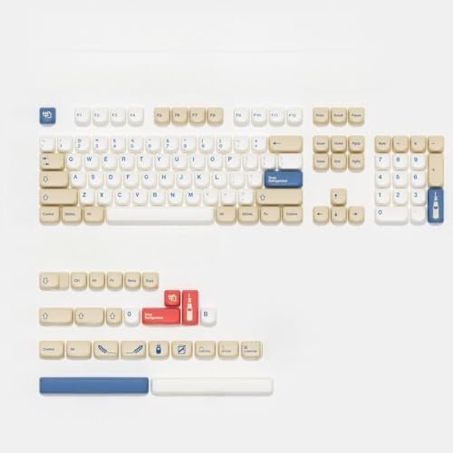 QPSJXN Retro KOA -Profil PBT -Keycaps KBDIY GMK Soymilk kompatibel mit F75 F99 F87 Pro 60he 68he Mechanical Keyboards(GMK SoyMilk-EN)