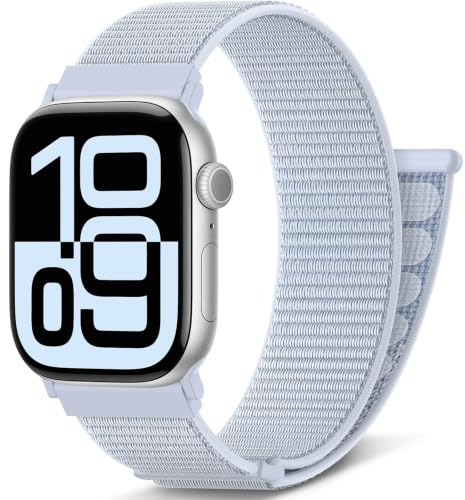 AMSKY Nylon Sport Loop Band Kompatibel mit Apple Watch Armband 40mm 42mm 46mm 44mm 45mm 41mm 38mm 49mm, für iWatch Series 11 10 9 8 7 6 5 4, Ultra SE 3 2 1, Blaue Wolke, 46mm/44mm/45mm/49mm