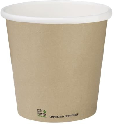 Fiesta Compostable Hot Cup Single Wall Kraft, 4 oz, Sleeve 50 | Thick single-wall barrier retains heat while protecting hands, supporting eco-friendly serving in busy cafes.